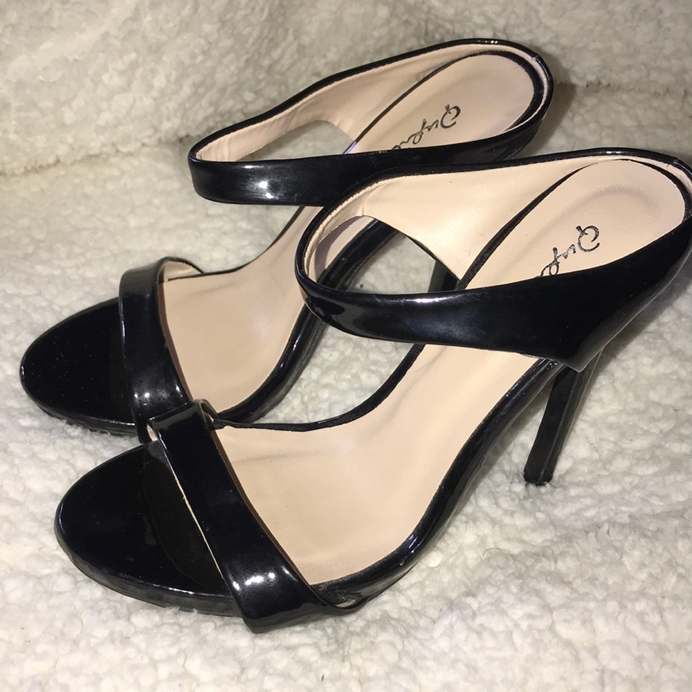 Black slip on high heels